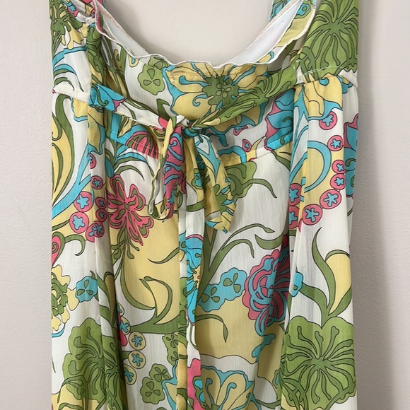 Fleurish floral multi color summer dress On straps. Size L - Picture 8 of 9
